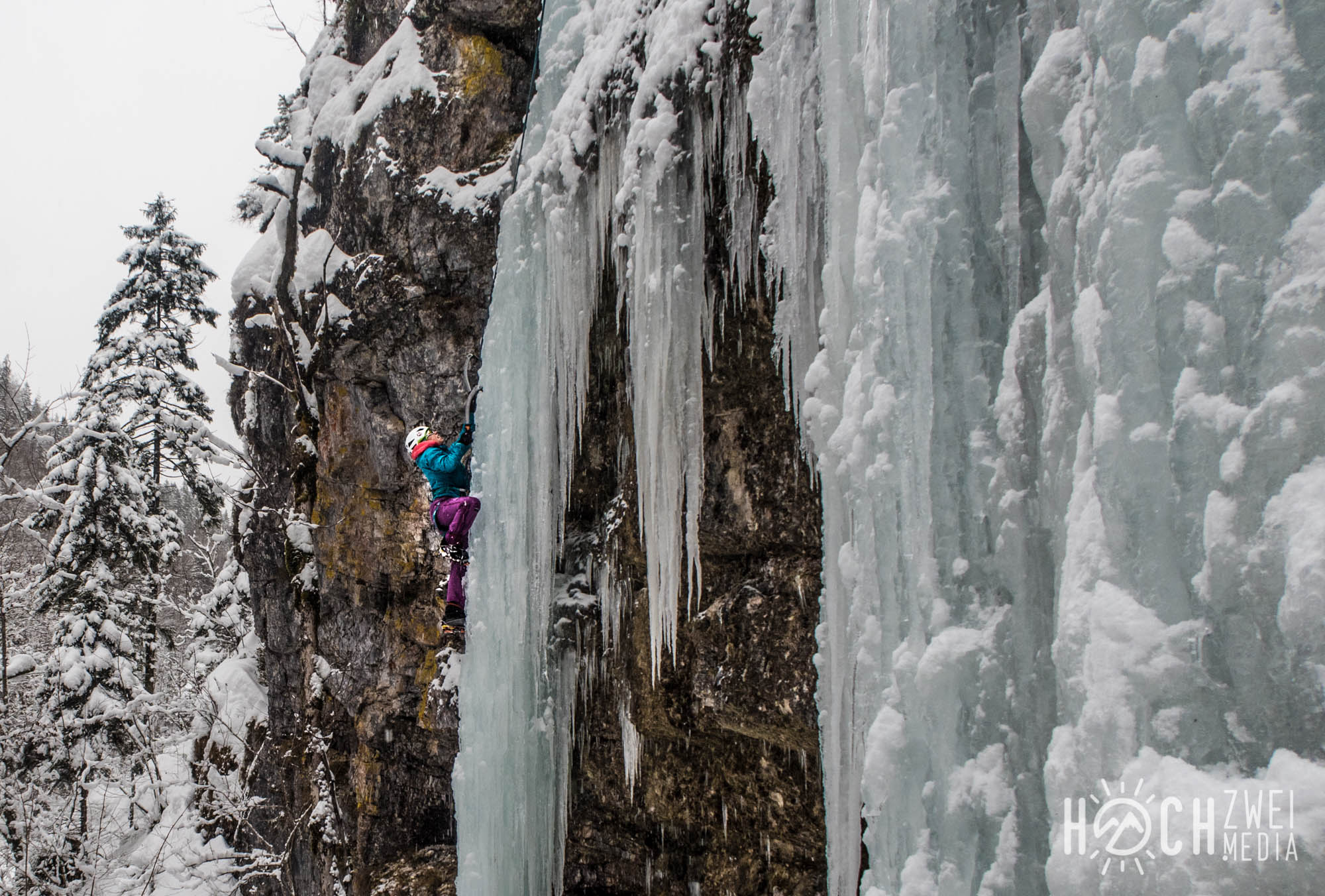 Eisklettern am Hengstpass, Üb-Fall in Unterlaussa