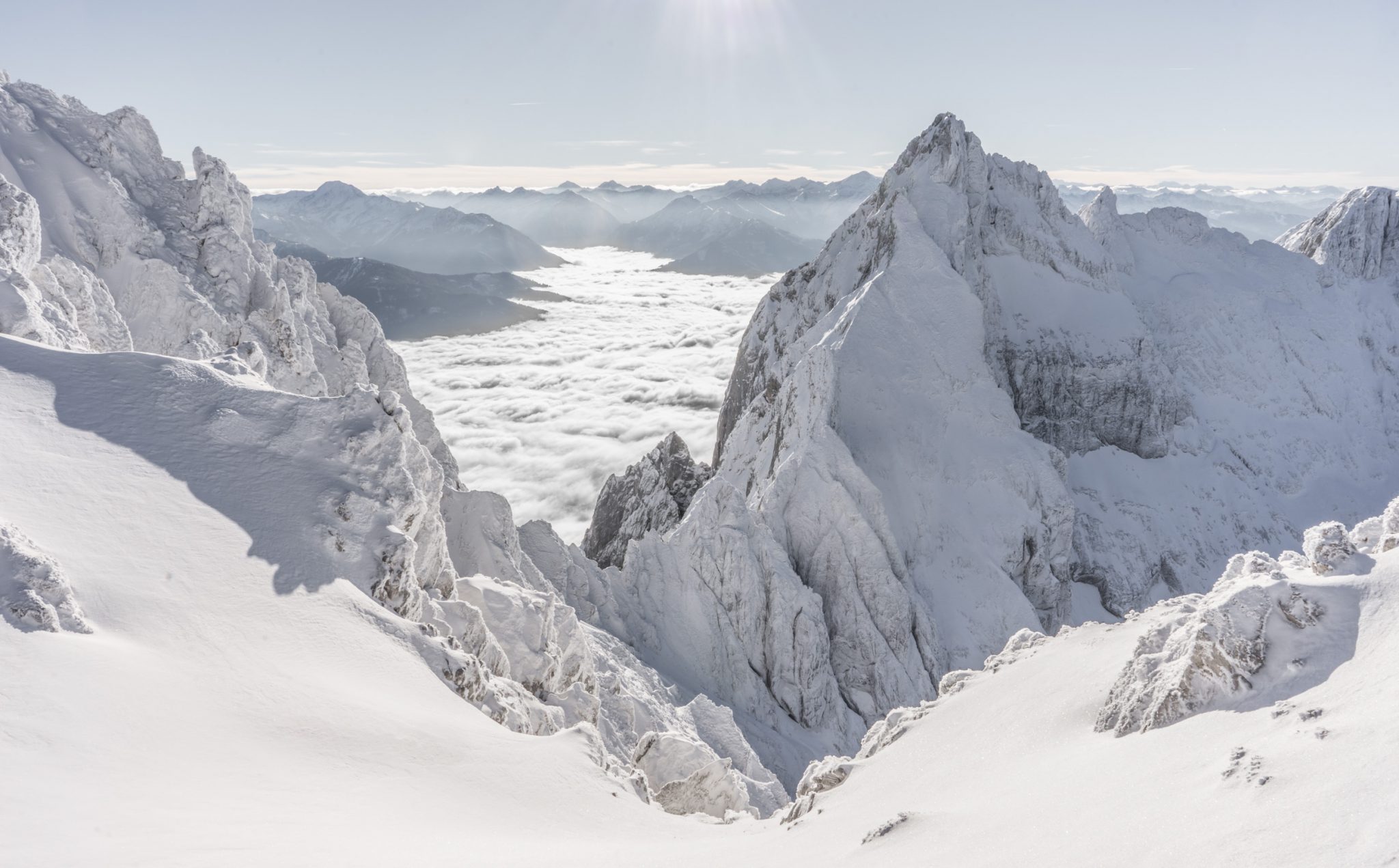 Grimming im Winter, Ennstal, Nebelmeer