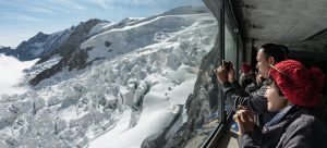 Jungfraujoch Asiaten Eismeer Blick aus Eiger